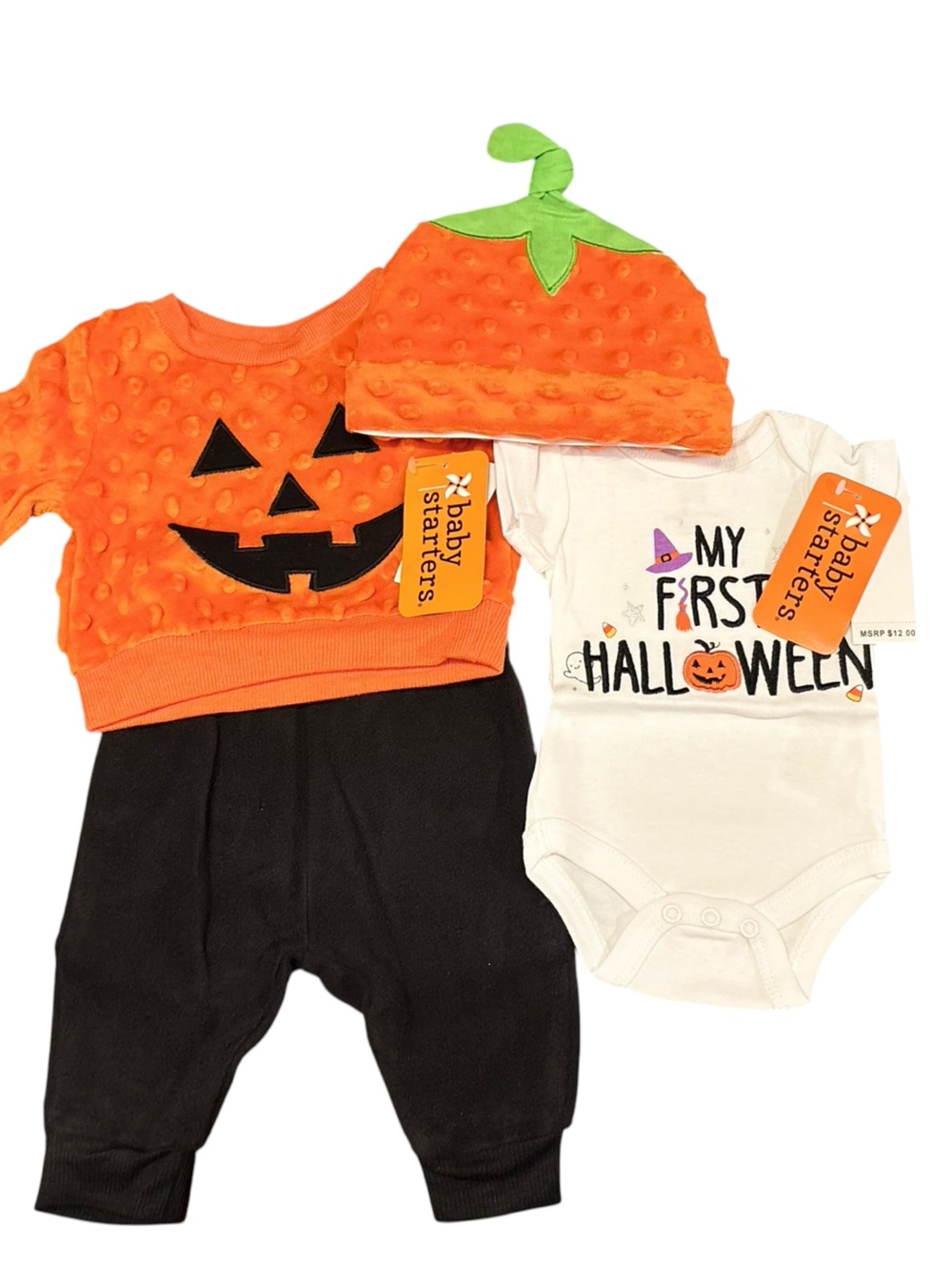 NWT Baby Starters 3 pc Halloween outfit + onesie, size NB
